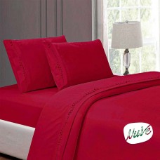 Juego De Sabanas Lisas Bordadas Queen