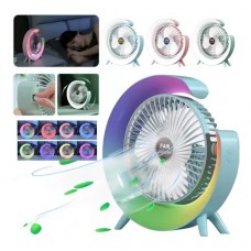 VENTILADOR PORTATIL RECARGABLE CON LUZ RGB